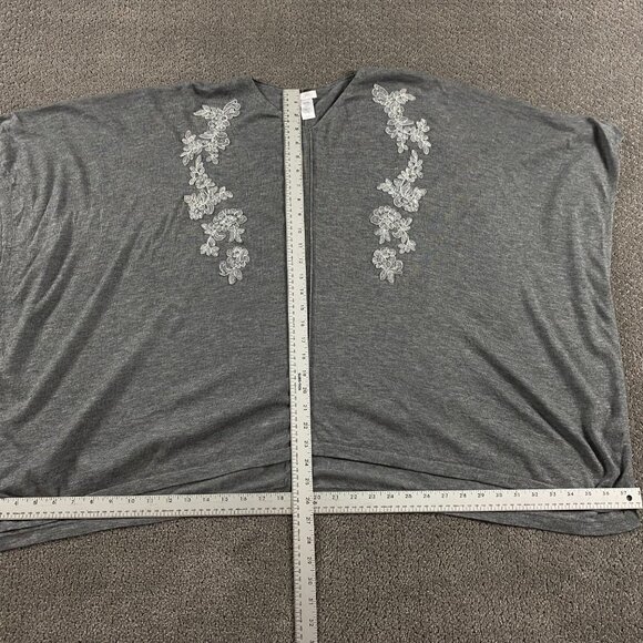 J. Jill Merino Wool Embroidered Floral Poncho Women's One Size Wrap Shawl Shrug - Picture 7 of 9